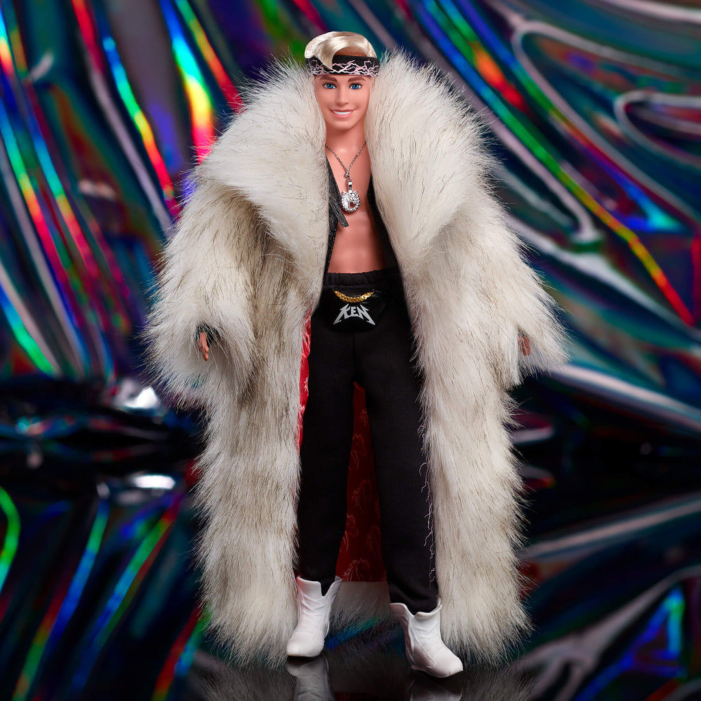 Ken Doll in Faux Fur Coat and Black Fringe Vest – Barbie The Movie ...