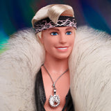 Ken Doll in Faux Fur Coat and Black Fringe Vest – Barbie The Movie