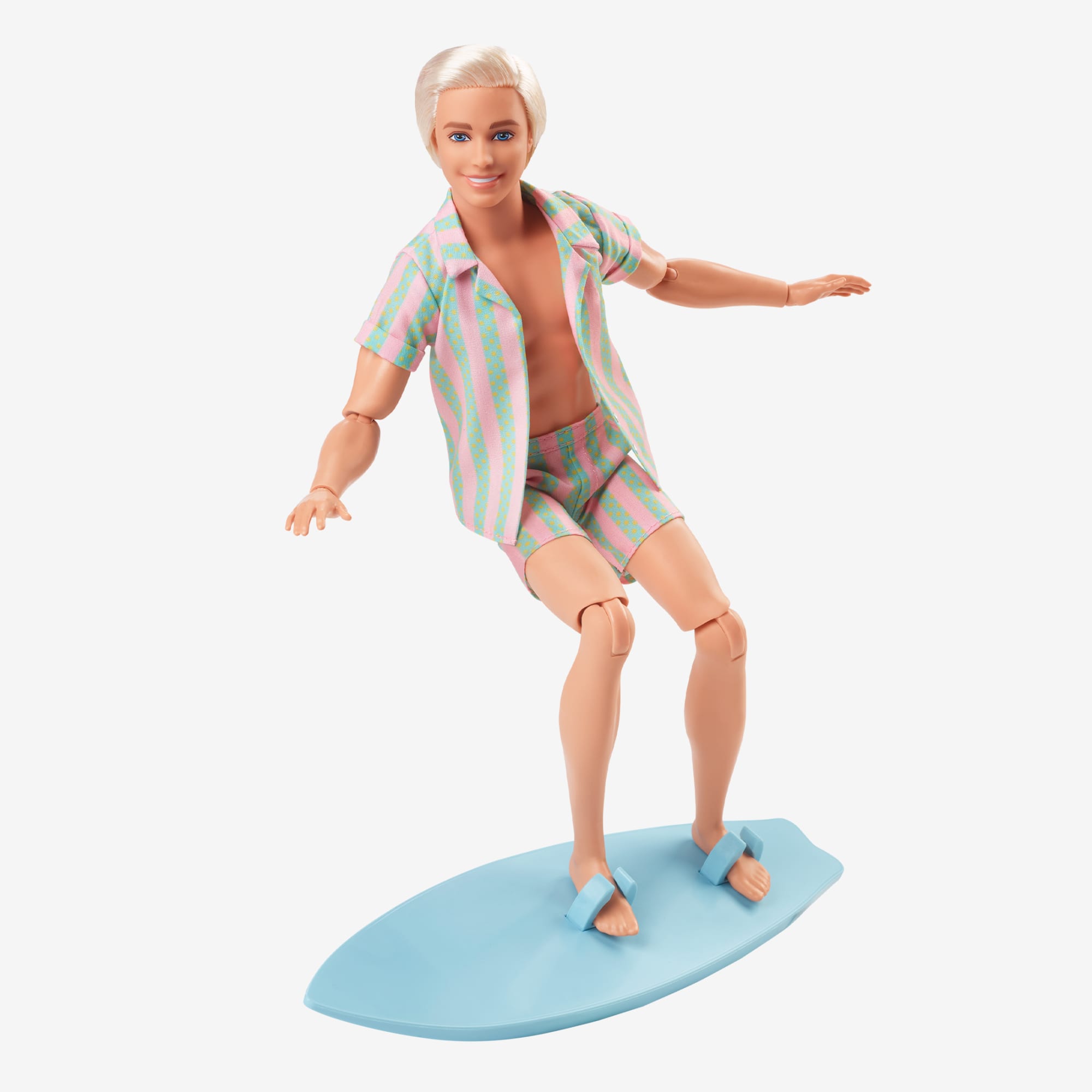 Ken Doll Wearing Pastel Striped Beach Matching Set – Barbie The