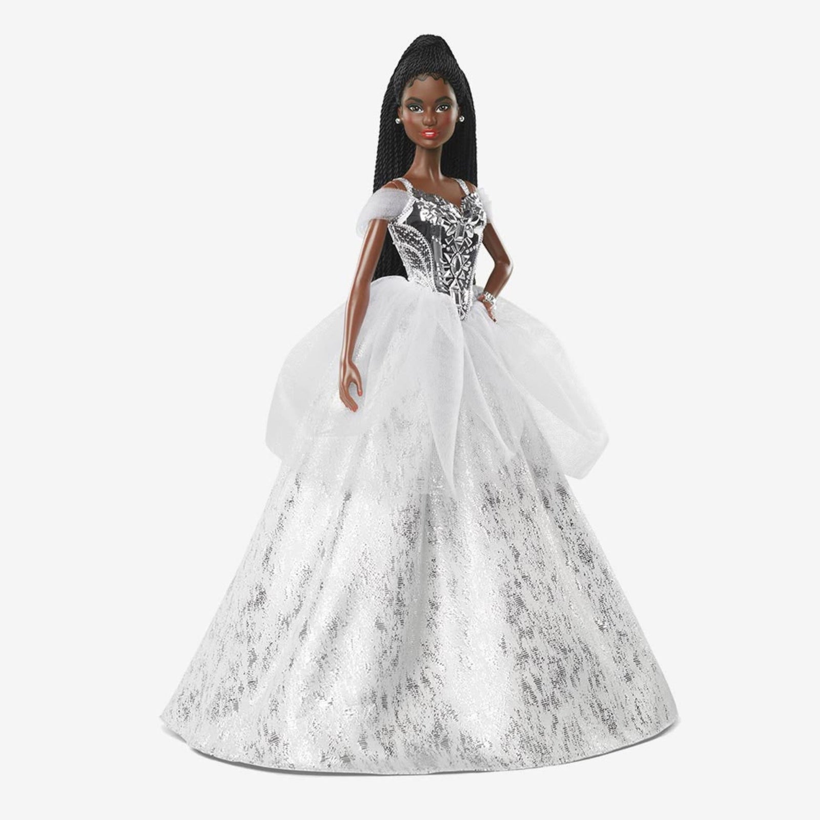 2021 Holiday Barbie Doll, Brunette Braids