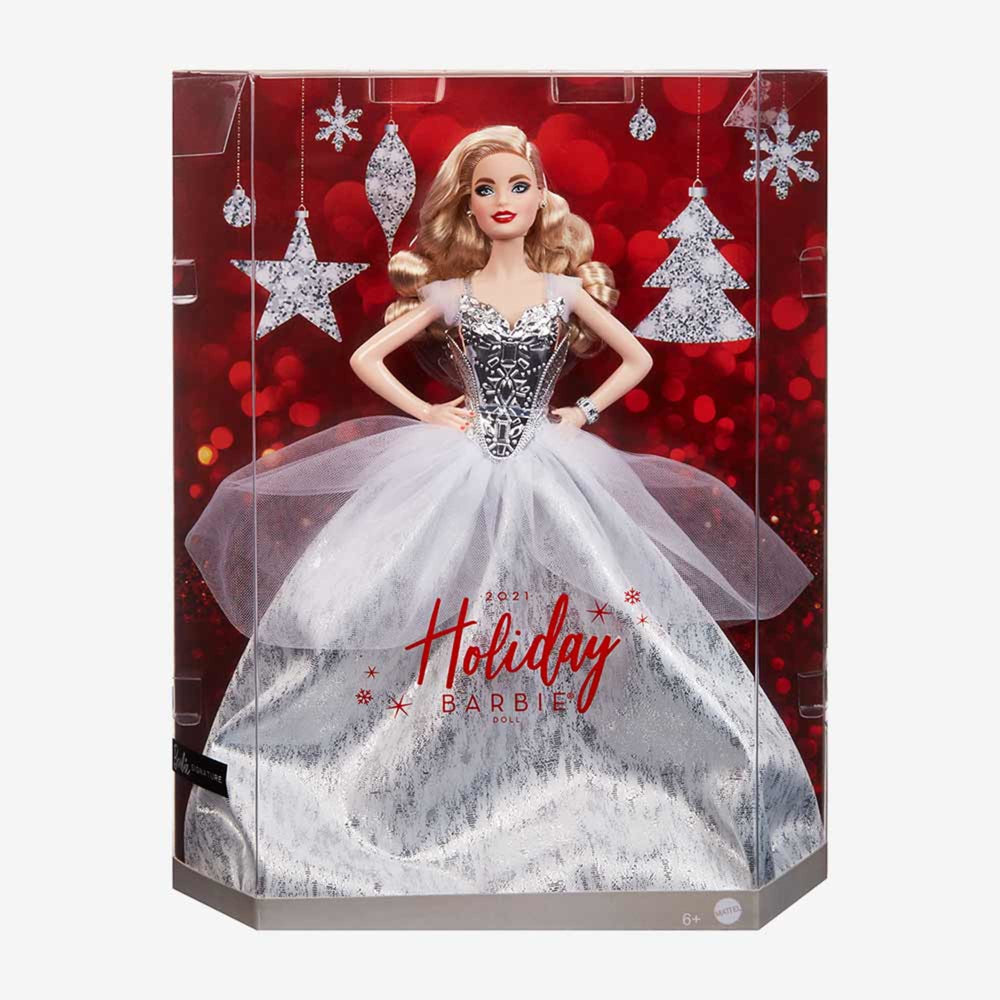 2021 Holiday Barbie Doll, Blonde Wavy Hair