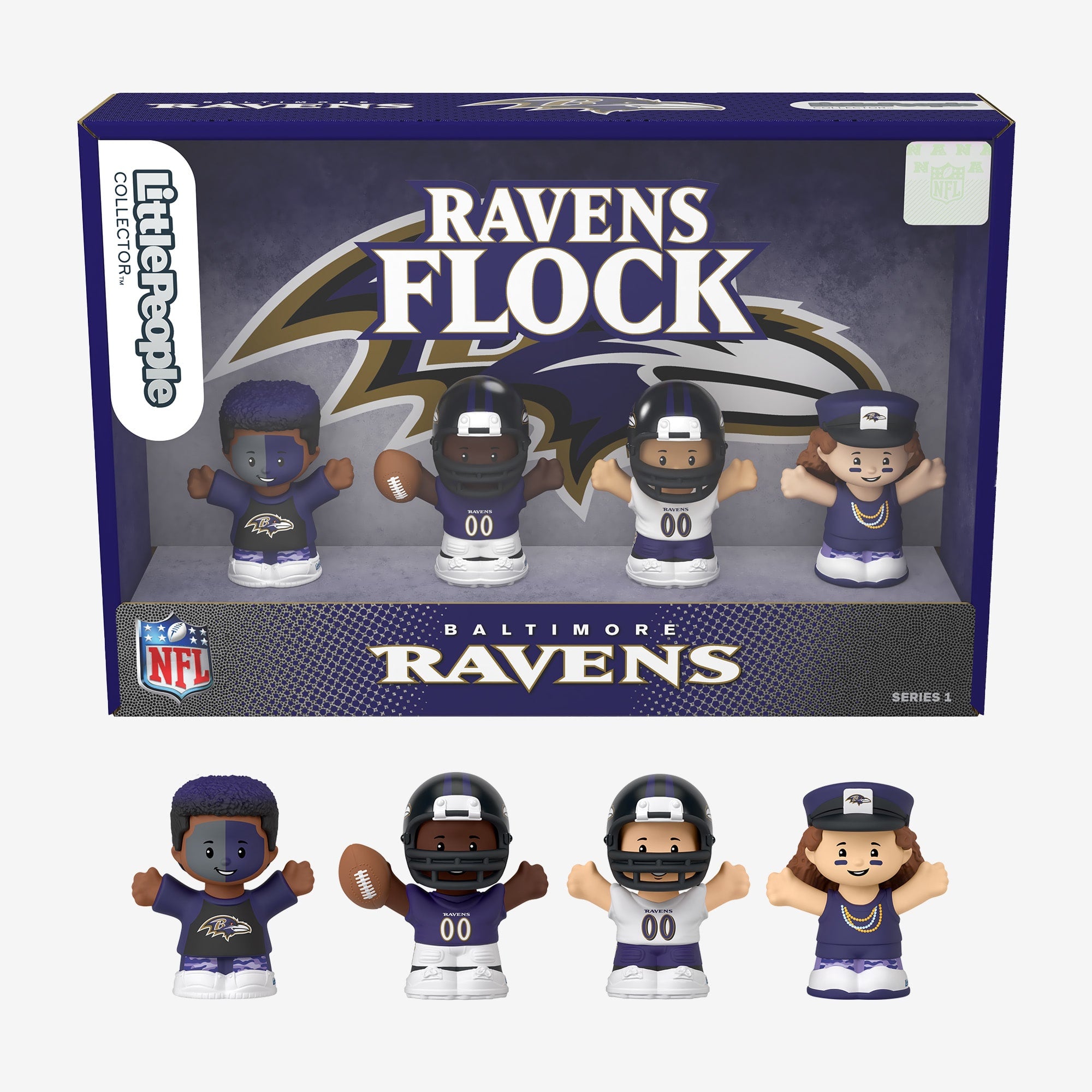 Little Raves Fan Little People Collector Baltimore Ravens Set – Mattel Creations
