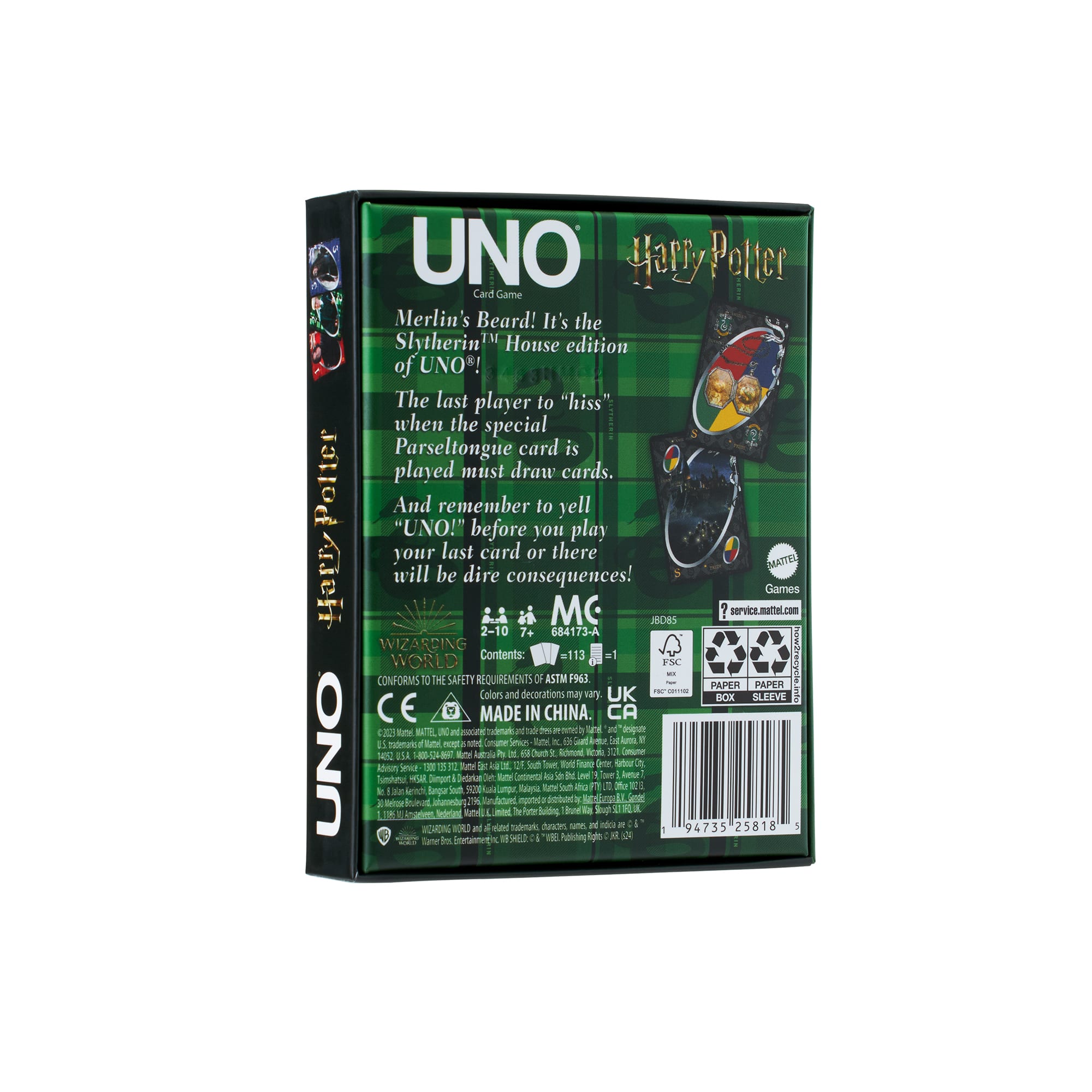 UNO Fandom Harry Potter Slytherin Game Deck