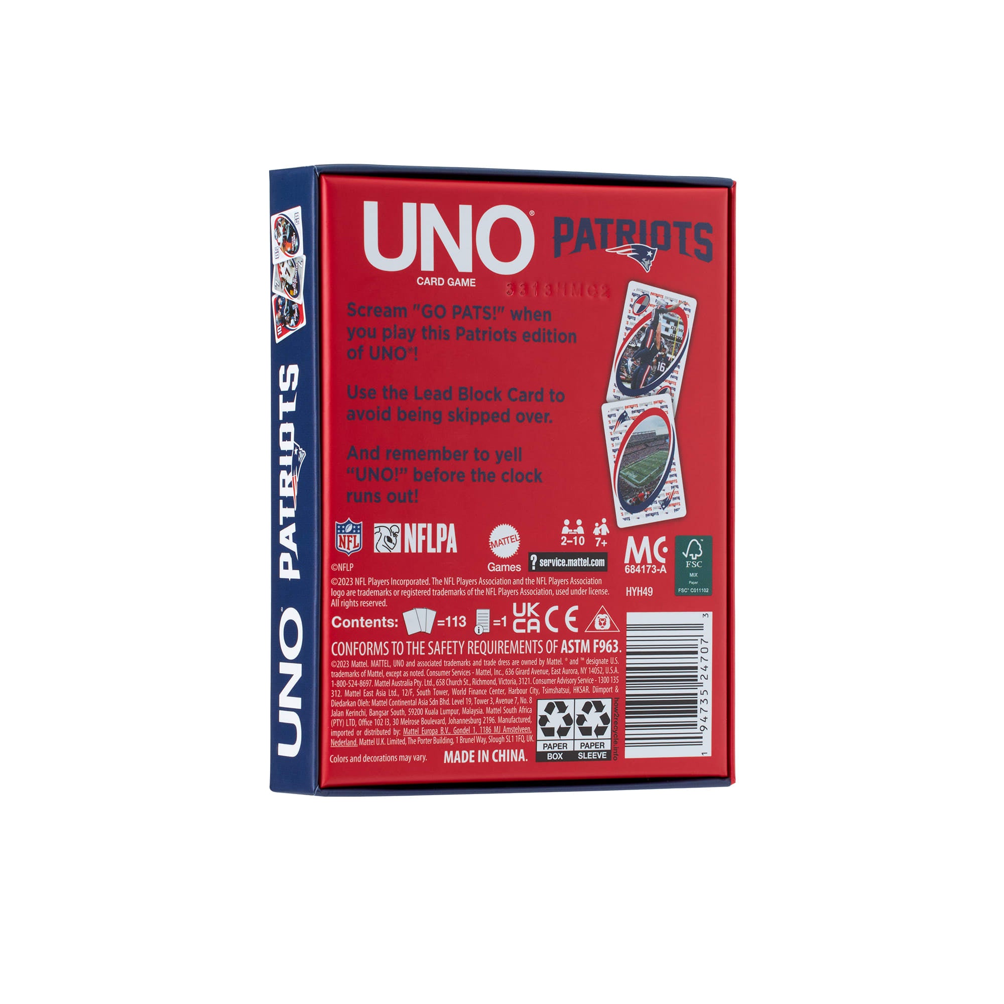 UNO Fandom NFL New England Patriots Game Deck