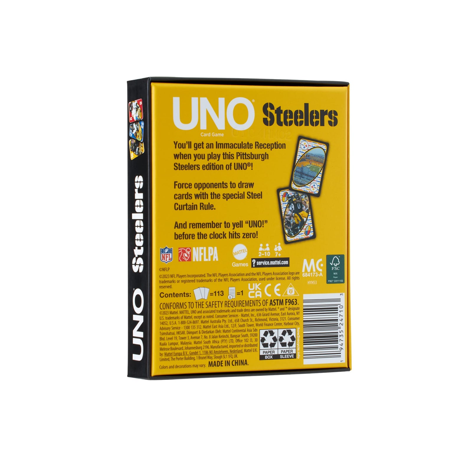 UNO Fandom NFL Pittsburgh Steelers Game Deck