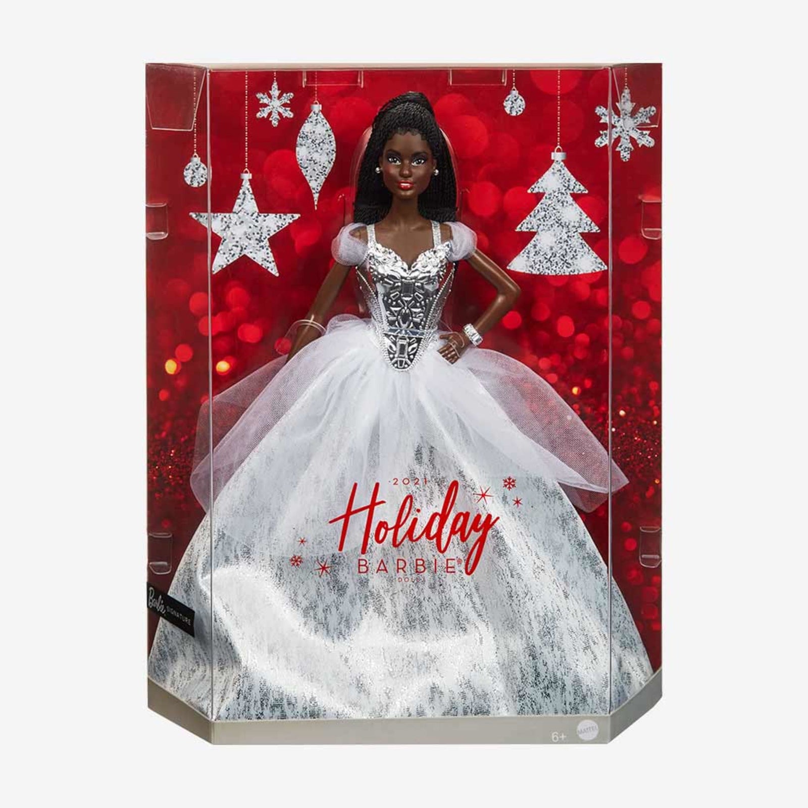 2021 Holiday Barbie Doll, Brunette Braids