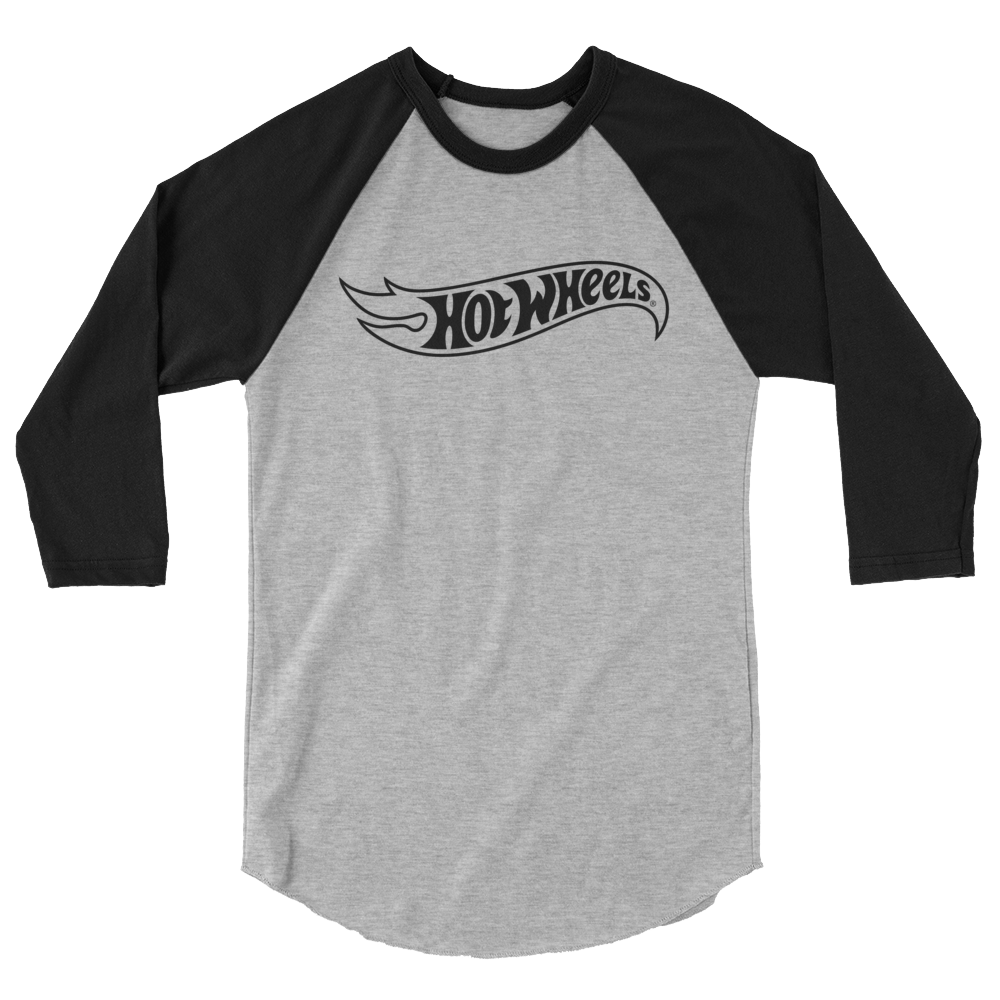 Hot Wheels Outline Logo 3/4 Sleeve Grey and Black Raglan Shirt