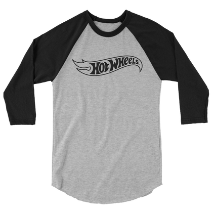 Hot Wheels Outline Logo 3/4 Sleeve Grey and Black Raglan Shirt