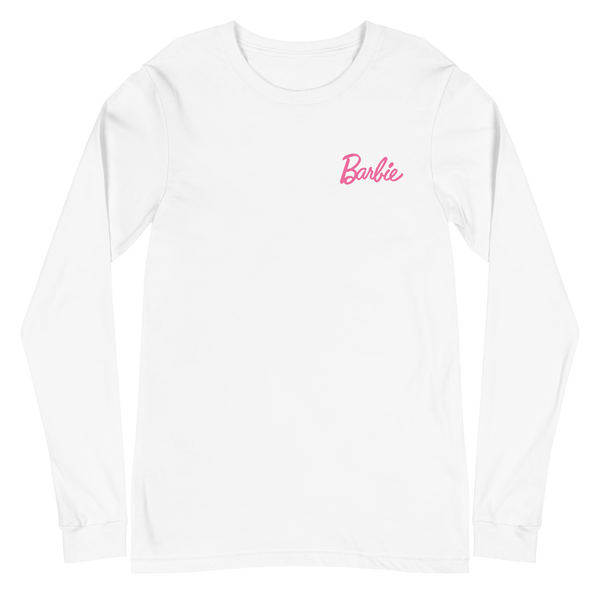 Barbie Classic Logo Unisex White Long Sleeve Shirt – Mattel Creations