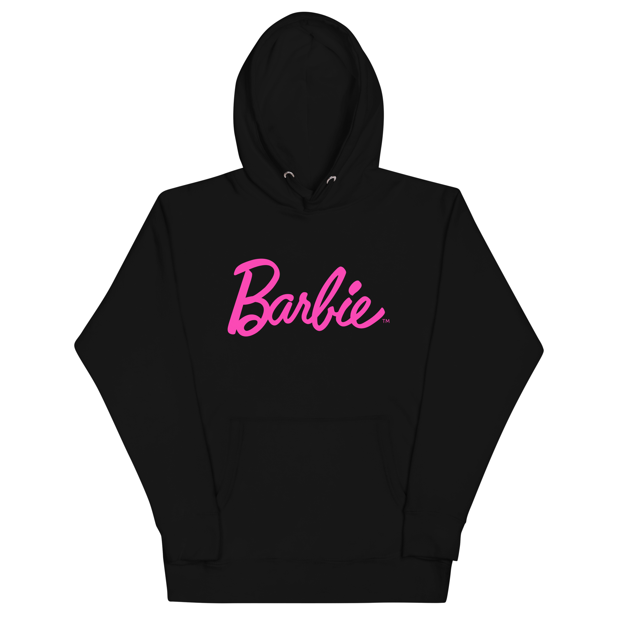 Barbie Script Logo Unisex Crew Black Hoodie – Mattel Creations
