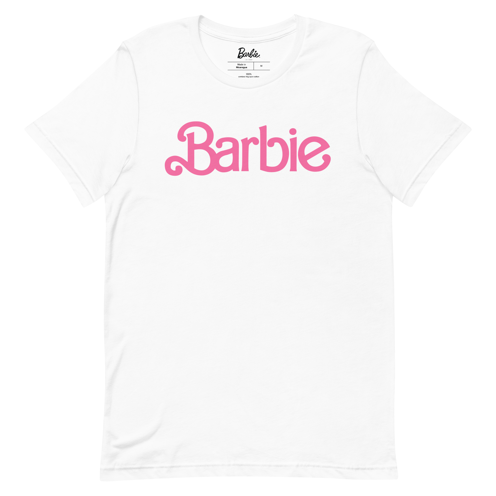 White Barbie Print Babydoll T Shirt, Tops