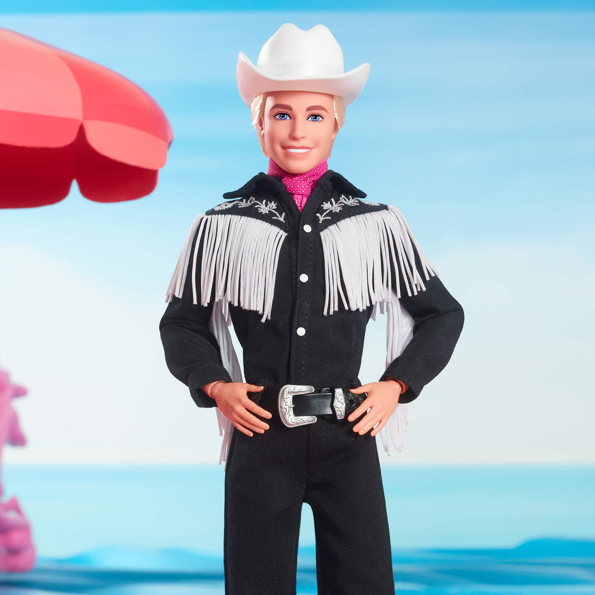 Barbie The Movie Collectible Ken Doll Wearing Black and White Western  Outfit 