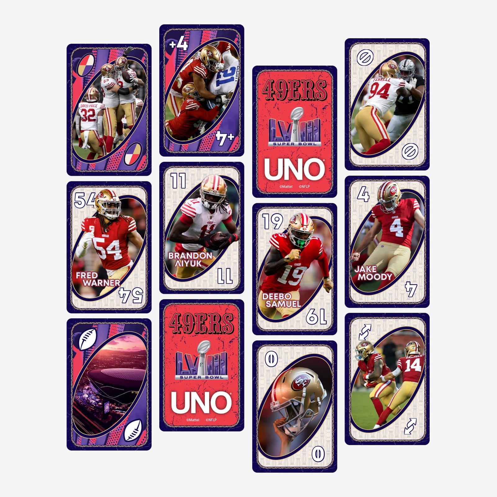 UNO LVIII Super Bowl Card Game San Francisco 49ers
